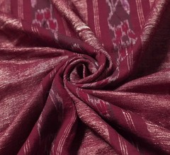 Sushila Vintage Pure Cotton Scrap Saree Hand Woven Ikat Sari 5 YD Remnant Fabric