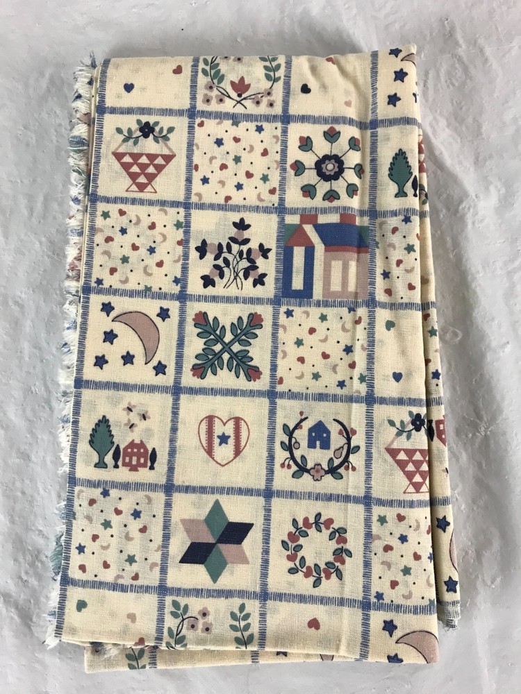36″x44″ Folk Art Square Block Colorful Print Fabric 1 Yard Cotton Fabric