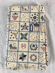 36″x44″ Folk Art Square Block Colorful Print Fabric 1 Yard Cotton Fabric