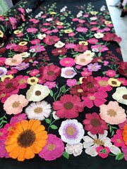 Multicolor 3d Lace Fabric by the Yard Fuchsia Embroidered 3d Floral Black Mesh