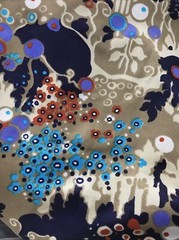 Loomskill Inc. Fabric Lightweight Jersey Brown Blue Flowers 3 3/8 Yds x 46” W