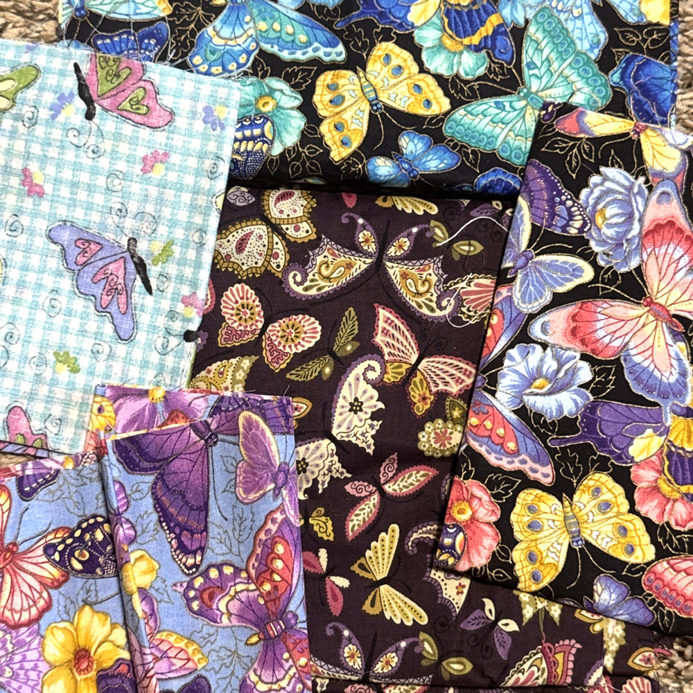 VIP Cranston Print Works Joan Messmore Fabric Butterflies lot plus other brand