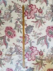 Margin Designs 1991 Jacobean Large Screen Print Fabric New Old Stock Pink Blue B