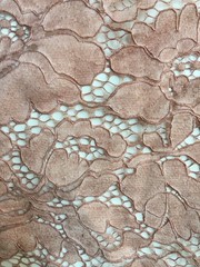 Summer MAUVE Floral Pattern Double Dyed Flat Lace on Mesh Fabric by the Yard –