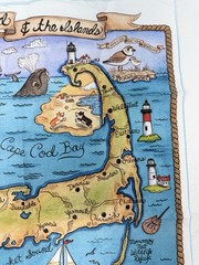 Cape Cod Kid’s Map Organic Cotton Fabric Panel by Quilt-ish Cape Cod 13.25 x 17