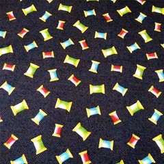 Quilters: Spools of Thread Tossed on Charcoal, Cotton Fabric by Henry Glass