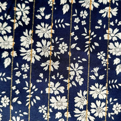 Liberty of London Tana Cotton Lawn – “Capel Stripe” Floral w/ Gold Pinstripe