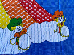 Vtg Rainbow, Sun, Thats Our Baby..Crafting Fabric Panel Bright Colors..46″ x 36″