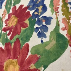 Vtg TEXOPRINT Fabric Original Design 361/8 Floral Watercolor Netherlands 2.5 Yd