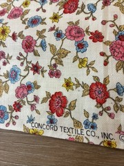 Vtg Concord Fabrics 59” X 44” Cotton Floral Lightweight Twill White Background
