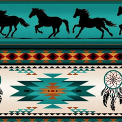 Tucson 497 Turquoise Dreamcatcher Horse Stripe Fabric