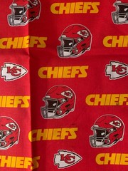 Football Scrap 9″x 21”, Cotton Fabric, Fat Eighth, Kansas City Chiefs NFL red