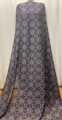 100% High Quality Silk Batiste Geometric Tile Blue Print Fabric By 56″ Wide