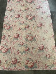 VTG SHABBY FADED PINK ROSE FLORAL COTTON FABRIC 35×171 45Y G2U