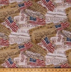 Cotton Declaration of Independence America Cotton Fabric Print by Yard (D372.32)