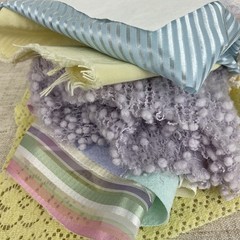 Romantic Pastel Slow Stitch Bundle with Vintage Fabrics, Trim, Buttons & Beads