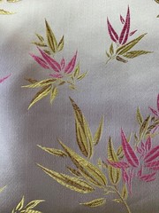 Alondra CREAM PINK Leaves Brocade Chinese Satin Fabric by the Yard – 10095