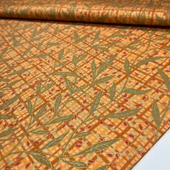 Ivy Trellis Fabric by Classic Cottons Green on Orange Plaid 100% Cotton