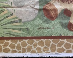 VTG 2008 “Jungle Babies” Stuffies by Patty Reed Crib Quilt Panel 45 “x 35 “