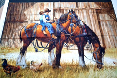 36×44 Panel ‘Back to the Barn’ 2 Kids Riding Horse Jim Daly Marshall Dry Goods