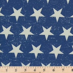 American Antique Stars Blue Patriotic 4th of July Cotton Fabric By half yard
