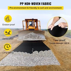 Durable Black Needle-Punched Landscape Fabric – 15ft x 20ft for Gardens & Drains