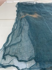 Antique Japanese Hand Spun Fine Hemp Kaya Mosquito Net Turquoise Seamless 70″