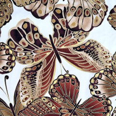 Shimmer Butterflies Metallic Gold On Cream Cotton CM9294 Timeless Treasures BTY