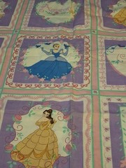 Vtg Cotton Fabric Beautiful Princesses Lattice BY Disney Cinderella Snow White