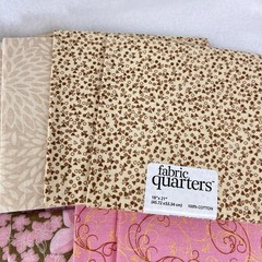 Mixed Lot of 12 Quilt Fabric Quarters JoAnn Stores 2007-09 Brown Tan Pink