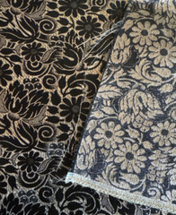 Black Metallic Bright Silver Brocade Fabric Hong Kong T Sun BT Half Y W8
