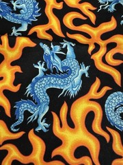 VIP Print Cranston Blue Dragons Flames Cotton Fabric 42″ x 37″ 1 Yard