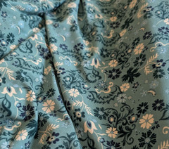 Jersey Knit Fabric Blue Blender Floral Paisley Double Brushed Soft 44″ Wide BTY