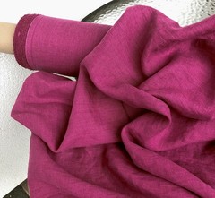 Magenta Fuchsia Linen Fabric By Yard Soft Natural Hand Dyed Sewing Material 58″