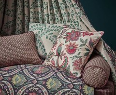Curtain Upholstery Fabric Chanterelle Wineberry Ornate Bird Floral Cushion Blind