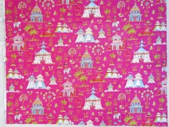 1 YD OOP~Cotton Haute Girls Toile Free Spirit Westminster Fibers Hot Pink+Multi