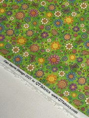QT Fabrics Dan Morris 2021 Floral Sun Butterfly Green Fabric 44×76 Cotton Blend