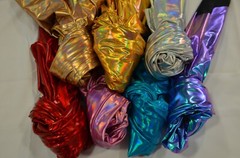 Hologram Foil Spandex Lame Fabric by the Yard | Rainbow Stretch Metallic Lame |