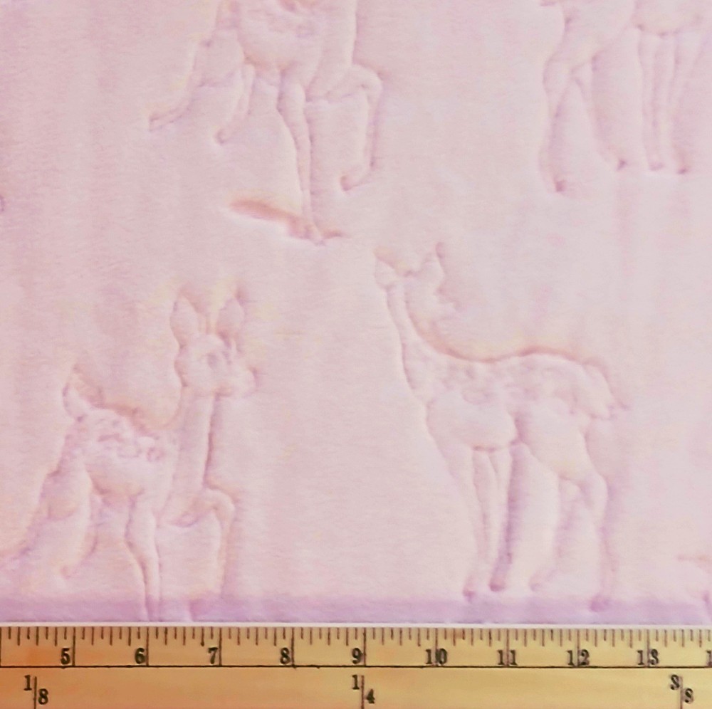 Sculpted Fleece Anti-Pill Deer Fawn Pink Kid Fleece Fabric Print by Yard A326.28