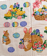Cranston Print Works Spring Fever Easter Appliques Cotton Fabric Panel Sewing