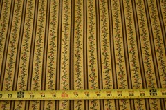 By 1/2 Yd, Green & Red Floral Stripes on Gold & Brown, Connecting Threads, P1155