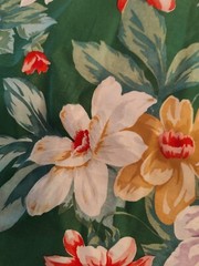 Cotton Blend Fabric Dark Green With Floral Pattern 5 1/2 Yards 40″ Wide Crantex