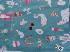 Soft Cotton Green Fabric w Rainbow Unicorn Swan Multi-color Sz 36×44″w