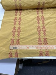 100% SILK TAFFETA FLORAL STRIPES EMBROIDERED DRAPERY HOME DECOR Sold by the yard