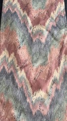 VTG 80s Stanley King Chevron Flame Fabric Screen Print Blue Pink Green 56 X 82