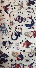 Alexander Henry Tattoo Fabric 100% Cotton DE #6236 Cream 2003 Print New on Bolt