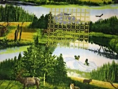 Rod Frederick Wildlife Print Fleece Fabric MMFab 40″ x 60″ Green Nature Scene