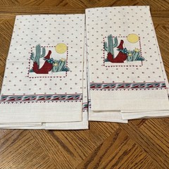 Vintage Southwestern Coyote Cactus Desert fabric Pieces