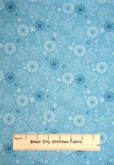 Paisley Fabric Aqua Blue Paisley Floral Cotton Fabric By The Yard
