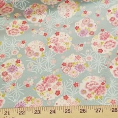 Gorgeous Embossed Seafoam Cotton Sateen with Flowers and Stars – from Japan